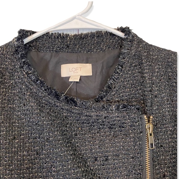 LOFT Tweed Asymmetrical Jacket with Gold Accents - Picture 4 of 14